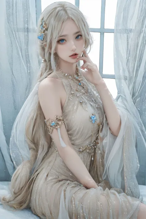 <lora:BeautyNwsjMajic2-01:0.8>, <lora:elf_dress:0.7>, detailed face, dress,cowboy shot, looking at viewer,facing viewer, sitting, (masterpiece, best quality, high quality, highres, ultra-detailed),