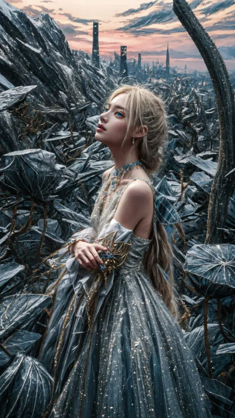 masterpiece, best quality,highres, 1girl, <lora:elf dress:0.7>,detailed face, dress, (Alice's Wonderland), runed city, <lora:more_details:1>, <lora:FenW:0.7>,