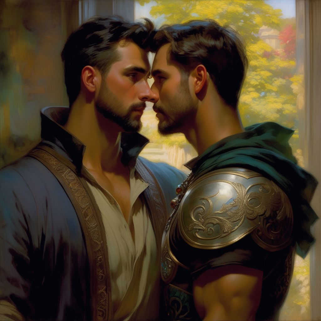 A painting of two men in armor standing next to each other - SeaArt AI