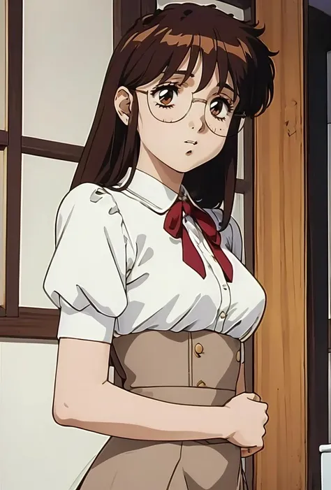 (masterpiece, best quality), 1girl,  <lora:Sayaka:0.8> SayakaSN, white shirt, brown skirt