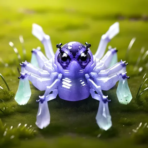 a (purple jadeite:1.3, transparent:1.3) cute (spider:1.2), (solo:1.2), standing in street, <lora:jadeitecarvingcd-000007:0.9>, jadeitecarvingcd with (purple theme:1.3), no humans, high quality, masterpiece, realistic, photorealistic, long-focus, (outdoors, lawn:1.2),