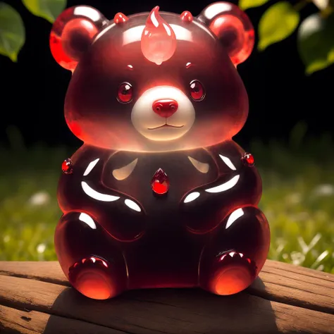 a (red jadeite:1.3, transparent:1.3) bear, (solo:1.2), sitting in lawn, <lora:jadeitecarvingcd-000007:0.7>, jadeitecarvingcd with (red theme:1.3), no humans, high quality, masterpiece, realistic, photorealistic, long-focus, (outdoors)