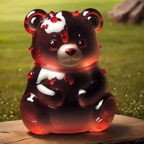 a (red jadeite:1.3, transparent:1.3) bear, (solo:1.2), sitting in lawn, <lora:jadeitecarvingcd-000006:0.7>, jadeitecarvingcd with (red theme:1.3), no humans, high quality, masterpiece, realistic, photorealistic, long-focus, (outdoors)