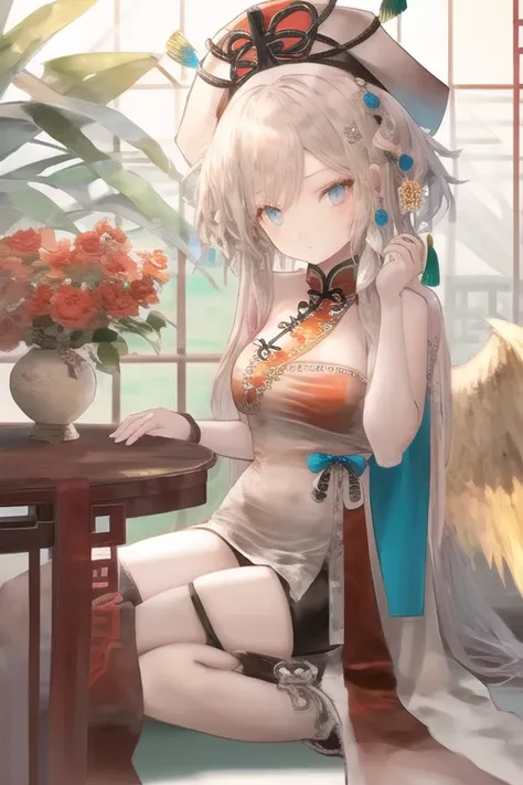 masterpiece,best quality, solo,1girl,
chinese dress, hat, hair ornament, wing
<lora:feiji v4:1>