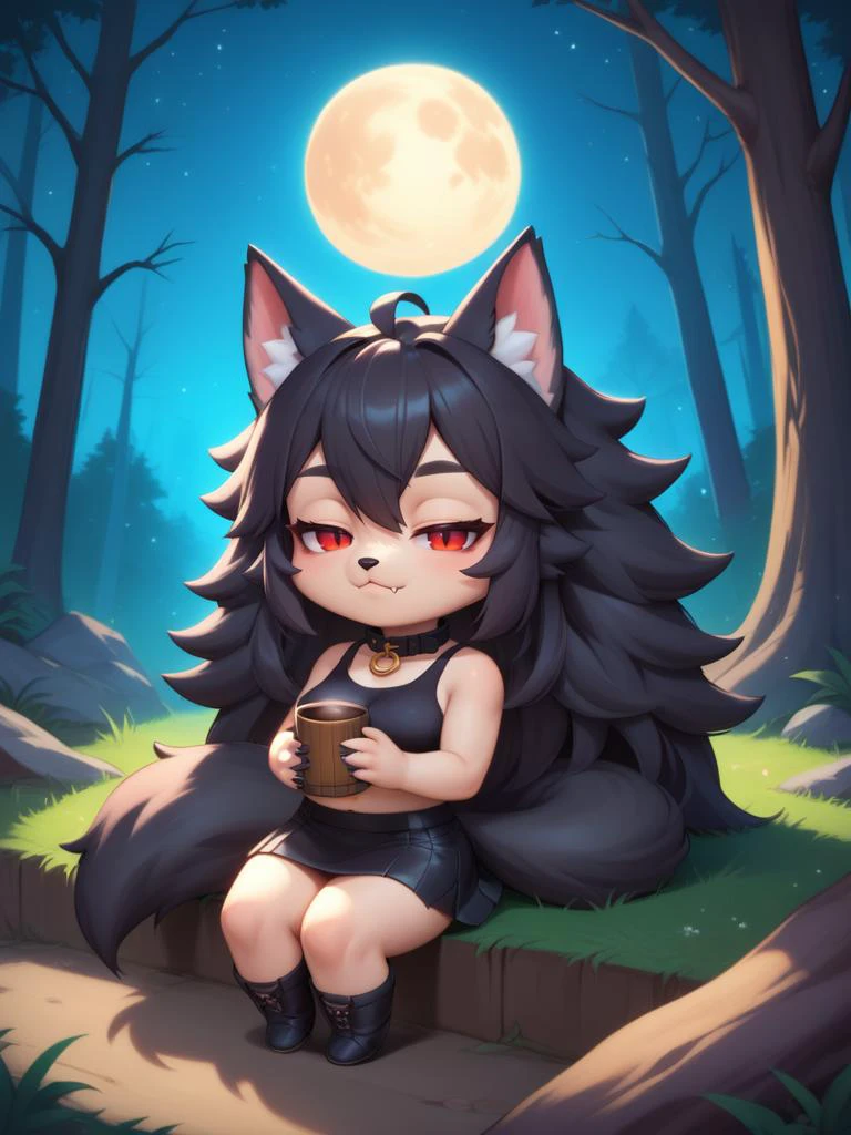 score_9, score_8_up, score_7_up, source_anime, best quality, masterpiece, uncensored, rating_safe, anthro, werewolf, girl, black skirt, black top, forest, night, full moon, sleeping, lost, chibi,
BREAK (black fur:1.3), wolf ears, black claws, red eyes, collar,
BREAK lora:add-detail-xl:1>, zPDXLxxx, zPDXL2