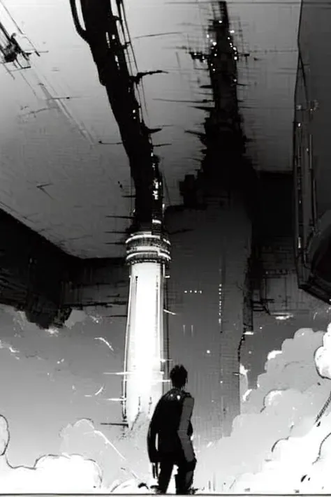 blame!, blame,giant structure,((far away)) ,((one point perspective:1.1)), cyber, cool,dark,((greyscale:1.5)), black and white <lora:blame:1>,((monochrome:1.3 ))