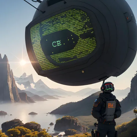 (codebullet:1.2), 1girl, codebullet hoodie, front view, hood, (crt tv:1.3), rear angle, Highly detailed RAW color Photo, Rear Angle, Full Body, of (male space soldier, wearing orange and white space suit, helmet, tined face shield, rebreather, accentuated booty), outdoors, (looking up at advanced alien structure, on alien planet), toned body, (sci-fi), (mountains:1.1), (lush green vegetation), (two moons in sky:0.8), (highly detailed, hyperdetailed, intricate), (DAY TIME:1.2), (lens flare:0.7), (bloom:0.7), particle effects, raytracing, cinematic lighting, shallow depth of field, photographed on a Sony a9 II, 50mm wide angle lens, sharp focus, cinematic film still from Gravity 2013, <lora:tv:0.8>, photorealistic, extremely detailed 8k wallpaper