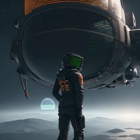 (codebullet:1.2), 1girl, codebullet hoodie, front view, hood, (crt tv:1.3), rear angle, Highly detailed RAW color Photo, Rear Angle, Full Body, of (male space soldier, wearing orange and white space suit, helmet, tined face shield, rebreather, accentuated booty), outdoors, (looking up at advanced alien structure, on alien planet), toned body, (sci-fi), (mountains:1.1), (lush green vegetation), (two moons in sky:0.8), (highly detailed, hyperdetailed, intricate), (DAY TIME:1.2), (lens flare:0.7), (bloom:0.7), particle effects, raytracing, cinematic lighting, shallow depth of field, photographed on a Sony a9 II, 50mm wide angle lens, sharp focus, cinematic film still from Gravity 2013, <lora:tv:0.8>, photorealistic, extremely detailed 8k wallpaper