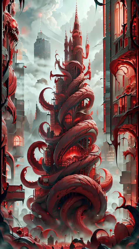 CarnageStyle, (blood_red:1.3), danish church with a towering spire and bell tower, <lora:CarnageStyle:1> liquid,red slime, (Masterpiece:1.3) (best quality:1.2) (high quality:1.1)