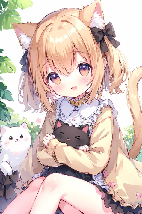 ((masterpiece, high quality, highres, 8k, 4k)), white background, simple background,

Chibi cat girl, joy in her eyes,
Playing with glee under sunny skies,
Tiny paws dance, a playful display,
Innocence captured in a heartwarming way.

Simple background, a canvas serene,
Soft hues and light, a tranquil scene,
Cheerful giggles, a melody sweet,
In chibi art style, their worlds meet.

Light colors and smiles, a charming embrace,
A cute cat girl's spirit, full of grace,
In this simple artwork, a tale comes alive,
Where happiness thrives and dreams will thrive.