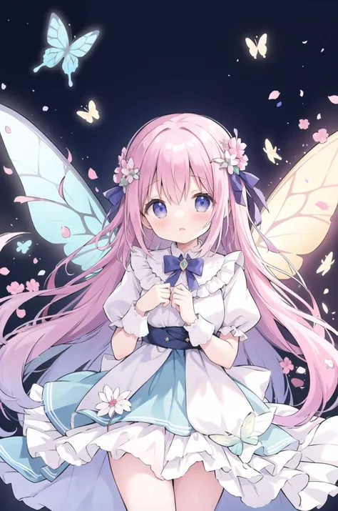 ((masterpiece, highres, 4k, 8k))
BREAK
A little fairy with wings so fine,
Transparent like dew, a butterfly's design,
In gentle flight, she graces the air,
A magical presence, beyond compare.
BREAK
Tiny wings, like petals, they gleam,
A fairy's essence, a radiant dream,
Fluttering grace, delicate and light,
In the realm of wonder, she takes flight.
BREAK
Butterfly's beauty, in her wings' embrace,
A fairy's touch, in this mystical space,
As art's hand captures her form so rare,
A little fairy with wings beyond compare.