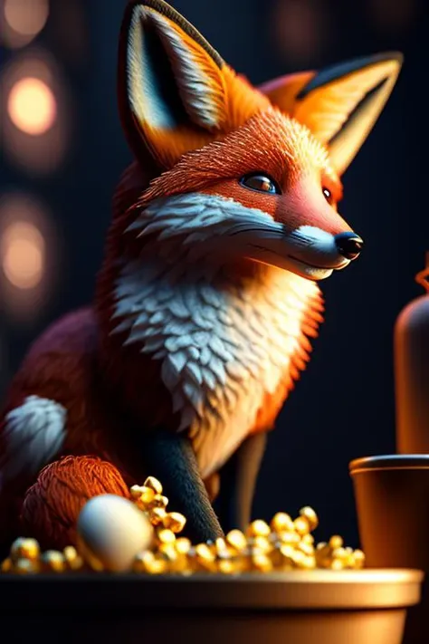 Cute small Fox sitting in a movie theater eating popcorn watching a movie ,unreal engine, cozy indoor lighting, artstation, detailed, digital painting,cinematic,character design by mark ryden and pixar and hayao miyazaki, unreal 5, daz, hyperrealistic, octane render, estilovintedois., cinematic, colorful background, concept art, dramatic lighting, high detail, highly detailed, hyper realistic, intricate, intricate sharp details, octane render, smooth, studio lighting, trending on artstation.