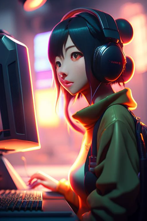 lofi Anime Girl is programming at a computer, cozy, by makoto shinkai and ghibli studio, dramatic lighting, highly detailed, incredible quality, trending on artstation, masterpiece, 8k. code on the screen., cinematic, colorful background, concept art, dramatic lighting, high detail, highly detailed, hyper realistic, intricate, intricate sharp details, octane render, smooth, studio lighting, trending on artstation.