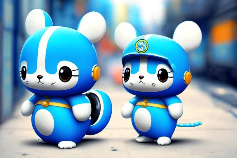 Cute Chippy Doraemon, Cyberpunk, materpiece, estilovintedois.