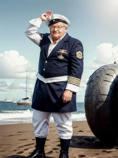 Benny768, a sailor in unicorm, full body, salute, small round glasses, detailed eyes, photography, trending on artstation, sharp focus, studio photo, intricate details, highly detailed, by greg rutkowski <lora:Benny768:0.8>