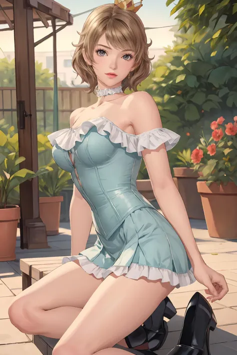 8k high quality detailed,highres,anime,comic,detailed image,
(an illustration of a age girl posing,(an illustration of girl,teengirl)),(magazine_illustration,),
(, skp5,1girl,bangs,short curly hair,medium breasts),((Duchenne Smile):0.7),detailed_face,
((gardening):0.8),
((, hud_crst_prncss_drss,hud_crst_prncss_drss,bare shoulders,blue corset,off shoulder,blue dress,short dress,frills,crown,choker,lipstick,high heels):0.85),(,realistic clothing texture,realistic_skin_texture),<lora:Sexy_beach-KK77-V1:0.55>,<lora:skp5-guy-v2:0.7>,<lora:corset_princess_sd15:0.45>,<lora:more_details:0.2>