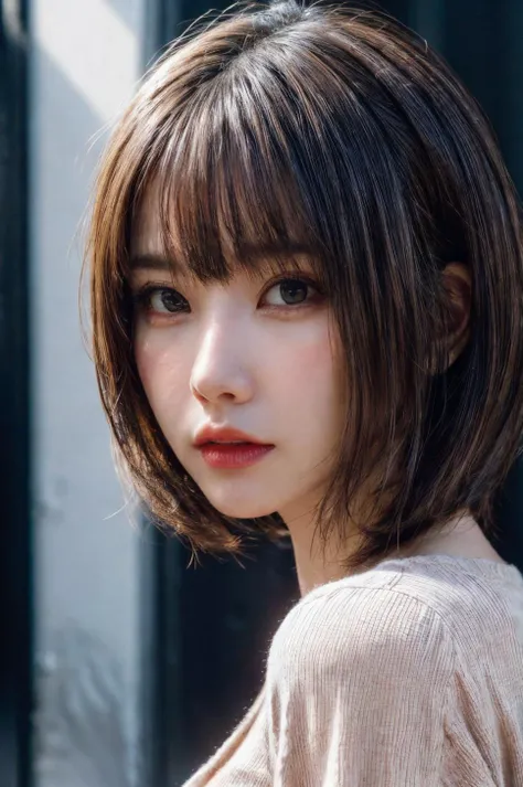 (masterpiece, best quality, beautiful quality, photorealistic, detailed lighting, extremely detailed skin, extremely detailed hair, shadows, 8k, a picture of a woman, 1girl, full body, fcPortrait:1.2), <lora:add_detail:1>, bob cut, blue hair, <lora:AAG-enako:0.7:MY>, girl, close-up, looking at viewer, (High Key Lighting, makeup), blush, rouge \(makeup\), masterpiece, top quality, best quality, official art, unity 8k wallpaper, highres, ultra-high res, ultra-detailed, beautiful and aesthetic, (photorealistic:1.4), <lora:add_detail:0.5>