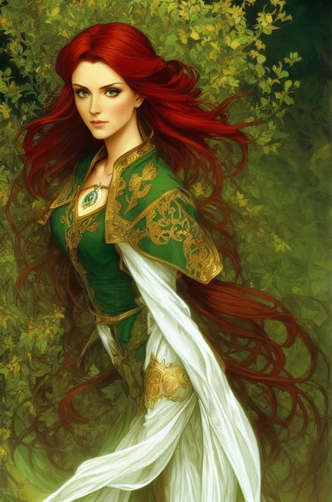 (Triss Merigold:1.4), The witcher, (green eyes:1.4), (red hair in a bun), tamzenefull portrait, masterpiece, best quality, highest quality, (realistic lighting:1.04), nsfw, light particles, perfect face, intricate (high detail:1.1), (1girl solo), seductive_style, looking at viewer, on a hill, fantasy, by Jeremy Lipking, by Antonio J. Manzanedo, by Alphonse Mucha