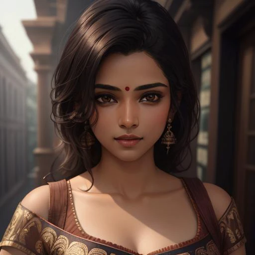 Btflindngds, a sexy Indian girl, brown eyes, bindi, full-body shot, photorealistic painting by artgerm and (greg rutkowski:0.9), portrait, samikshavad, (dynamic:0.4) lighting <lora:Copy of Btflindngds-06:0.6>