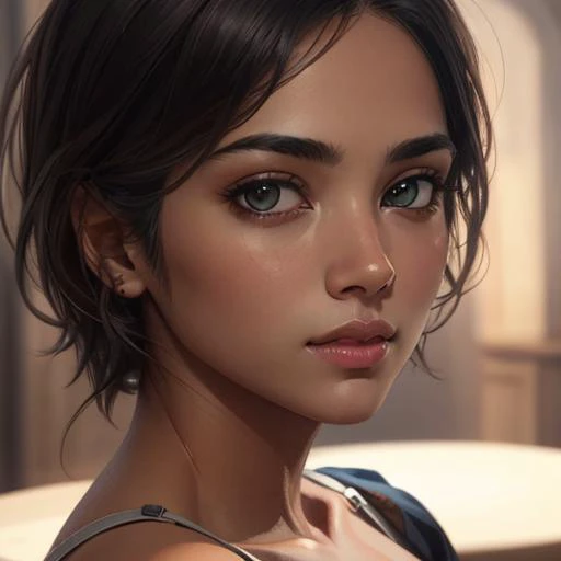 Btflindngds, a nude beautiful girl, brown eyes, Indian, mid shot, photorealistic painting by artgerm and (greg rutkowski:0.3), portrait, (dynamic:0.4) lighting <lora:Copy of Btflindngds-06:0.7>