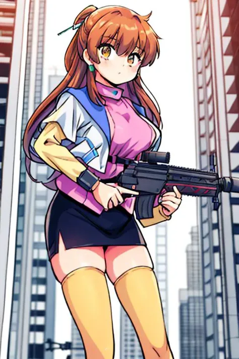 Highly detailed, high quality, masterpiece, beautiful, HidingFromTerminator, Lisalisa sitting, under the table, crying, Midler, stadia-chan, huge ahoge, multicolored eyes, ascot, white shirt, orange skirt , white gloves, tights, white shoes,
