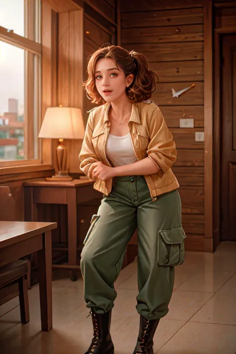 analog film photo solo, realistic, ((indonesian woman)), (((Pink and peach peekaboo highlights hair, Butterfly Hairstyle))), (((Disgusted, A wrinkled nose, raised upper lip, and a slightly open mouth.))), ((((Utility_jacket:1.4),(Cargo_pants:1.3),(Combat_boots:1.2),(Army_barracks_background:1.4)))), ((70s living room with shag carpeting and earth-toned furniture, a wood-paneled accent wall a lava lamp sits on the coffee table casting a warm groovy glow)), ((dynamic pose)), PA7_Human-Likeness, PA7_Photo, high detailed, PA7_Portrait-HL_v2, 8k, clear facial features, <lora:PAseer-SD15-LCM Quick:1> <lora:ReaLora:.2> skin <lora:[ID]_-_IIG_Gita:1> iig-gita <lora:GStyle_-_Photography_Style:.4> gstyle   . faded film, desaturated, 35mm photo, grainy, vignette, vintage, Kodachrome, Lomography, stained, highly detailed, found footage
