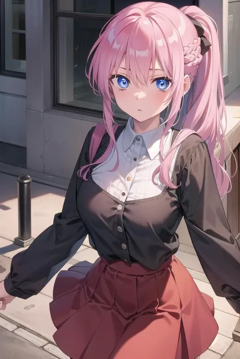 miyakoshikimori, <lora:miyakoshikimori-lora-nochekaiser:1>,
miyako shikimori, long hair, blue eyes, hair between eyes, pink hair,
BREAK dress, ponytail, braid, red dress, collar, button, skirt, red skirt,
BREAK looking at viewer,
BREAK outdoors,
BREAK <lyco:GoodHands-beta2:1>, (masterpiece:1.2), best quality, high resolution, unity 8k wallpaper, (illustration:0.8), (beautiful detailed eyes:1.6), extremely detailed face, perfect lighting, extremely detailed CG, (perfect hands, perfect anatomy),
