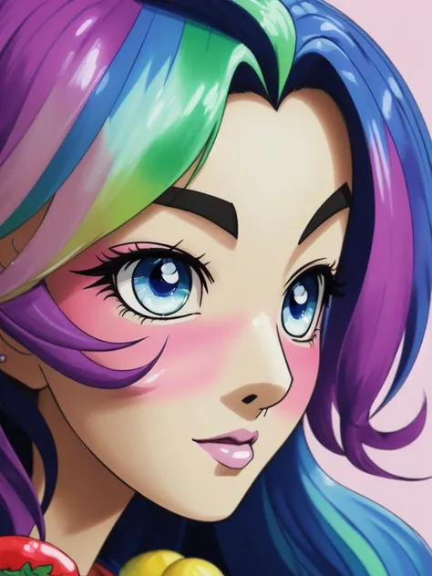 (in precure style:1.2), retrowave, holographic, watercolor, atmospheric, alien, acid colors,
1girl, wearing die maker outfits, (DayGlo hair, blunt hair:1.36), Various postures, evil grin, cleavage,
from side , in the (greengrocer:1.4),
500px,
autumn,
morning,, best quality, beautiful and delicate lips, delicate fingers, detailed pupil, illustration, manga, anime, 2D, paintings, sketches, NaturalHand2-3500