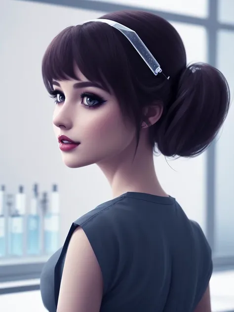 (3d:1.2), apocalyptic, glow in the dark, isometric, foreboding, Blade Runner 2049, monochromatic,
1girl, wearing medical laboratory technologist outfits, (prismatic hair, half updo hair:1.36), Various postures, evil smile, huge breasts,
from side , in the (panorama:1.4),
Art on Instagram,
winter,
afternoon,, best quality, beautiful and delicate lips, delicate fingers, detailed pupil, illustration, manga, anime, 2D, paintings, sketches, NaturalHand2-3500