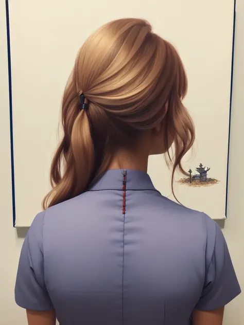 (canvas (medium):1.2), sovietwave, golden hour, sketch, excited, minecraftcore, biomorphic, 
1girl, wearing farm equipment mechanic outfits, (blond hair, medium long hair:1.36), Various postures, evil smile, bikini tan, 
  from behind , in the (garden:1.4), 
Art on Instagram,
summer,
evening,, best quality, beautiful and delicate lips, delicate fingers, detailed pupil, illustration, manga, anime, 2D, paintings, sketches, NaturalHand2-3500
