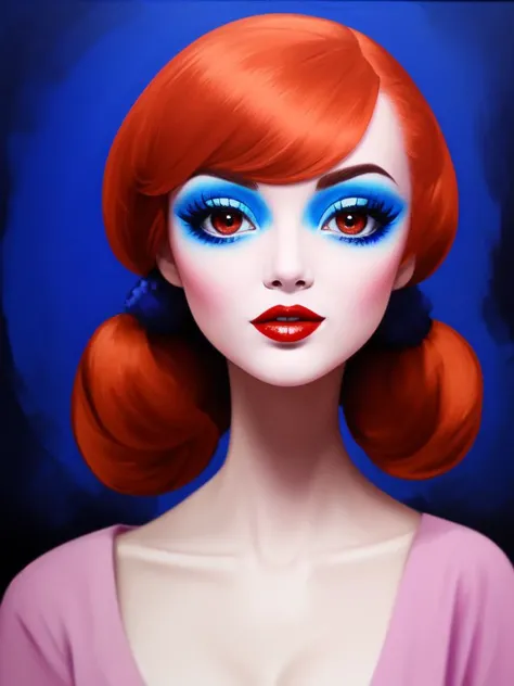 (Cubo-Futurism:1.2), futuresynth, bioluminiscent, acrylic pour, hypnotic, alien, glass, 
1girl, wearing cashier outfits, (redhead hair, low twintails hair:1.36), Various postures, fingersmile, cleavage, 
  from side , in the (cabaret club:1.4), 
Trending on Artstation,
summer,
midday,, best quality, beautiful and delicate lips, delicate fingers, detailed pupil, illustration, NaturalHand2-3500