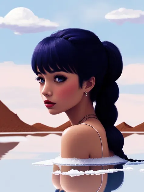 (crayon (medium):1.2), minecraftcore, moody lighting, linocut, hypnotic, Interstellar, powerful,
1girl, wearing hunter outfits, (prismatic hair, single braid hair:1.36), Various postures, contemptuous, plump,
front view , in the (Uyuni salt lake, sky, cloud, reflection,:1.4),
Artstation HD,
summer,
midday,, best quality, beautiful and delicate lips, delicate fingers, detailed pupil, illustration, manga, anime, 2D, paintings, sketches, NaturalHand2-3500