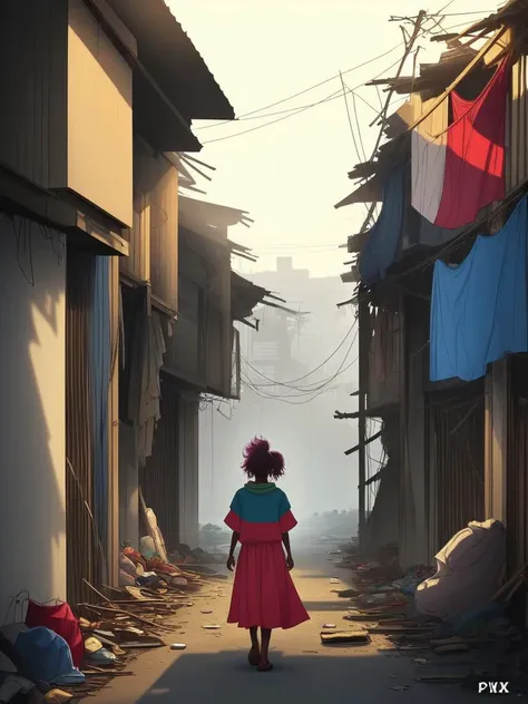 (pixiv:1.2), fantasy, iridescence, woodblock, horror, Lego model, beautifully lit,
1girl, wearing stock mover outfits, (vibrant color scheme hair, messy hair:1.36), Various postures, troubled eyebrows, black skin,
from behind , in the (slums:1.4),
Art on Instagram,
winter,
noon,, best quality, beautiful and delicate lips, delicate fingers, detailed pupil, illustration, manga, anime, 2D, paintings, sketches, NaturalHand2-3500