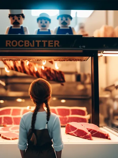 (robloxcore:1.2), steampunk, beautifully lit, claymation, horror, robloxcore, dystopian,
1girl, wearing engineer outfits, (light brown hair, braid bunches hair:1.36), Various postures, orgasm, flat chest,
from below , in the (butcher shop:1.4),
Unsplash,
fall,
afternoon,, best quality, beautiful and delicate lips, delicate fingers, detailed pupil, illustration, NaturalHand2-3500