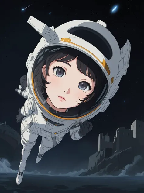 (((masterpiece,best quality,an extremely delicate and beautiful,illustration))),(dynamic angle, medium long shot),((a cute_detailed_girl in spacesuit,beautiful_detailed_face in aerospace_helmet)),(((full body))),(disheveled hair:0.3),(((clouds:0.3),multiple_luna,(floating_fortress technology machinery),night sky background)),(cyberpunk_aerospace_helmet),
(perspective:1.2),