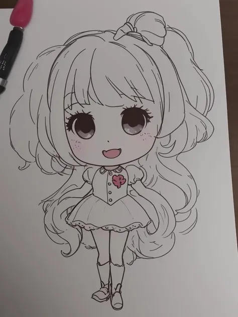 (deformed character, on back, Sleeping on the bed with eyes closed, sketch, chibi, kawaii, illustration:1.3), arms behind back, cowboy shot, (1girl:1.2), solo, 1girl, (high contrast hair,  spiralcurl hair:1.36), dress, full_body, hairband, own_hands_together, puff_and_slash_sleeves, puffy_short_sleeves, puffy_sleeves, short_hair, short_sleeves,  cartoon style, joe fenton, camping, unbecoming, calm, soft smile,  (Pop horror style, sketch, illustration:1.4), (Grimm's fairy tales, Snow White:1.3), (white background:1.3), cute, kawaii, chibi, Cute and harmless specter, best quality, beautiful and delicate lips, delicate fingers, detailed pupil, illustration, manga, anime, 2D, paintings, sketches, <lora:flat2:1>,