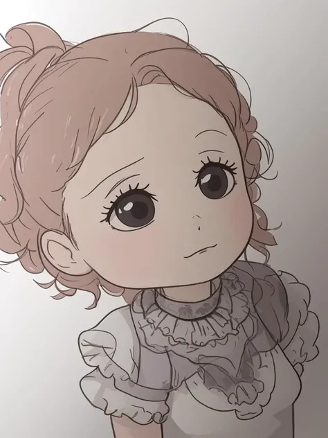 (deformed character, on back, Sleeping on the bed with eyes closed, sketch, chibi, kawaii, illustration:1.3), arms behind back, cowboy shot, (1girl:1.2), solo, 1girl, (high contrast hair,  spiralcurl hair:1.36), dress, full_body, hairband, own_hands_together, puff_and_slash_sleeves, puffy_short_sleeves, puffy_sleeves, short_hair, short_sleeves,  cartoon style, joe fenton, camping, unbecoming, calm, soft smile,  (Pop horror style, sketch, illustration:1.4), (Grimm's fairy tales, Snow White:1.3), (white background:1.3), cute, kawaii, chibi, Cute and harmless specter, best quality, beautiful and delicate lips, delicate fingers, detailed pupil, illustration, manga, anime, 2D, paintings, sketches, <lora:flat2:1>,