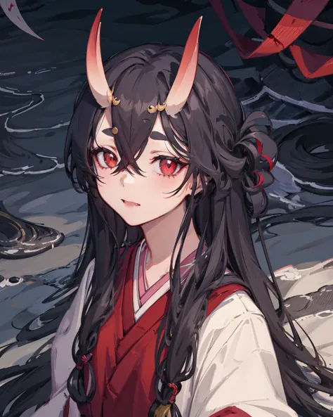 1girl,mikoshichiyo, <lora:MikoshiChiyoV1:1>,solo,kimono,v-shaped eyebrows, dark persona, blood on face, ruins,katana