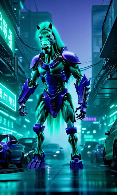 cinematic photo ((masterpiece)),((best quality)),8k,high detailed,ultra-detailed,intricate detail,((no humans)),((mamian)),dynamic pose,(two legs),((face to viewer)),eerie,horror,underworld,Chinese folklore,((giant mamian)) wearing mecha suit and emerging from the depths of the eerie cyperpunk city of Souls,(sinister and foreboding),Moonlight casting an eerie glow on the robot army,Glowing eyes piercing the darkness,ethereal glitch,(misty atmosphere),Mysterious and ominous ambiance,cool blue and eerie purple|green color scheme,Asymmetric composition,Maxon Cinema 4D rendering,<lora:mamiangui_V1:0.9>, . 35mm photograph, film, bokeh, professional, 4k, highly detailed