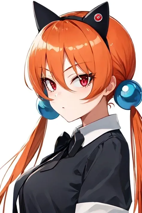 (masterpiece, best quality:1.2), 1girl,white background, school uniform,
<lora:alisa_southerncross:1> orange hair, long hair, tsurime, twintails, fake animal ears, hair ornament, hair bobbles, red eyes, low twintails