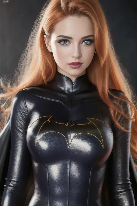 covered in paint BREAK telegenic 22yo <lora:Barbara:0.8> batgirl, suit, orange hair, cape, bodysuit, cape, lipstick, covered legs BREAK ((photorealistic), realistic face), medium breasts, beautifully detailed woman, realistic face, detailed mouth, extremely detailed eyes_and_face, beautiful attractive face, beautiful detailed eyes, (photorealistic), pronounced feminine feature, matte eyeshadow, eyelashes, eyeliner, perfect thin body, smooth skin, dynamic posing, toned body, flat belly, BREAK color HD photo, Hard Lighting, (full-body shot, high quality photo, masterpiece), HDR, 8K resolution, analogue RAW DSLR, best quality, absurdres, vivid vibrant colors, skin pores, intricate detail, (intricately detailed face_and_eyes), realistic human hands, sophisticated detail, (realistic lighting, sharp focus), centerfold, bokeh, official art, 8k wallpaper, ultra high res, professional photography