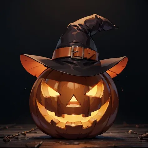((masterpiece,best quality)), 
<lora:Jack-o-lantern_Anime:0.5>,  no humans,  pumpkin, halloween,  witch hat,
solo, looking at viewer,
cinematic composition,