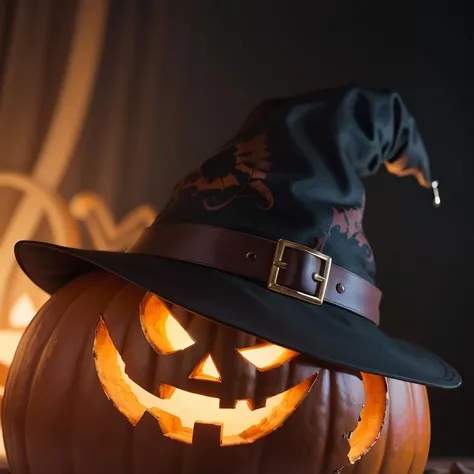 ((masterpiece,best quality)), 
<lora:Jack-o-lantern_Anime:0.5>,  no humans,  pumpkin, halloween,  witch hat,
solo, looking at viewer,
cinematic composition,