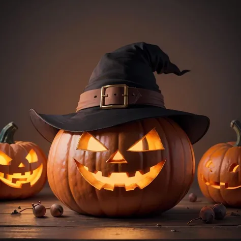 ((masterpiece,best quality)),
<lora:Jack-o-lantern_Anime:0.5>, no humans, pumpkin, halloween, witch hat,
solo, looking at viewer,
cinematic composition,