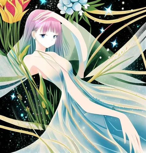 fairy flower,, fashion, clean background, high quality,editiorial abstract illustration <hypernet:anime_3:1>