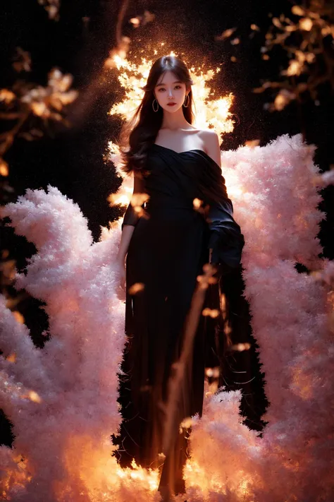 masterpiece,best quality,1girl,((full_body)),fantasy art,a bright evening gown in a sparkling star-light,delicate creature armor,dopamine color,solo,long hair,a slender figure,looking at viewer,lips,bare shoulders,explosion effects,self-luminous,masterpiece,best quality,1girl,full_body,solo,long hair,black hair,lips,bare shoulders,parted lips,explosion effects,self-luminous,iridescence:1.2,jewelry,long hair,<lora:lujiao_20231009121530-000009:0.9>,