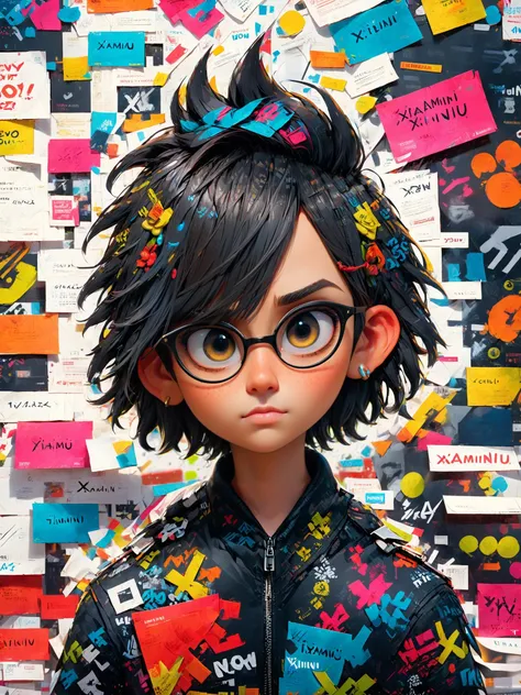 masterpiece,best quality,cinematic lighting,natural shadow,highest detail,detailed background,depth of field,insane details,subsurface scattering,dynamic angle,
(1boy holding up a piece of paper with the word "xiaminiu" written on it:1.5),Mohawk,tough guy,Glasses,futuristic style,cutting-edge fabrics,innovative designs,metallic accents,bold silhouettes,digital prints,modern accessories,
<lora:mixed_patterns_of_text_and_emoji:1>,
