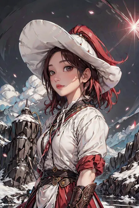 <(best quality, extremery best quality, masterpiece:1.4), (realistic, intricate details:1.4), (photorealistic:1.4), (extremely intricate:1.4), highres, ultra highres, ultra-detailed, absurdres, incredibly absurdres, extremely detailed, high quality, high resolution, hyperrealistic, ultra-realistic, hyper-detailed, top quality, best, fine detail, massive detail, Highly detailed, extreme detailed, highest detailed, high-res, absolutely resolution, reflection, (refraction:1.4), (hyperrealism:1.4)>, BREAK, 1girl, solo, looking at viewer, (young cute beautiful 18-year-old girl:1.4), 3d face, (hand of Guido Daniele:1.4), beautiful girl, Beautiful face, pretty, girlface, kpop idol, supermodel, stunning innocent symmetry face, perfect body, medium breast, slim waist, slim legs, (high detailed skin:1.5), glowing eyes, goddess, natural skin texture, shiny skin, White skin, Beautiful detailed face, detailed face, real skin texture, cute delicate face, finely detailed face, golden ratio, golden ratio face, expressive eyes, perfect face, perfect skin, flawless face, clear face, shiny hair, pale skin, Proper body proportion, perfect anatomy, realistic skin texture, luscious lips, glossy lips, natural makeup, beautiful bright pupils, slender figure, intricate eyes, detailed pupils, detailed face and eyes, longeyelashes, blush, good hand, perfect hands, pretty face, beautiful female bodies, finely detailed skin, oily shiny skin, clean facial features, an extremely delicate and beautiful, cute & girly, beautiful detailed eyes, stars in the eyes, BREAK, (((((standing, (wearing fanyang felt hat, red cloak, holding sword, long hair, armor, east asian architecture, city walls, tiger:1.4), (Night time, heavy snow, moon light, winter, snow-covered landscape, snowstorm, ice powers, snowy background, mountain background, cold, winter forest, snowflake, Snow, snowing, falling snow, forest, sky, river in background, cold ice, blizzard storm, frozen lake, big tall pine tree, mountain, snow peak, everfrost, landscape, glaciers, water reflection, ice reflection, frozen forest, spikes of ice, ice glaciers, ice cliffs, aurora borealis, stars, outdoors, ethereal, scenery, nature, lost forest, mysterious background:1.4), (iridescent colors, Iridescence, blush, mysterious, fantasy background, fantasy, smile, open mouth:1.2), (fog, wind:1.2), (Luminescent Particles:1.3), (fullbody:1.2), (eye focus, face focus, character focus, close-up face:1.2), (dutch angle, cowboy shot:1.3), colorful refraction)))), BREAK, <watercolor, available light, detailed light, volumetric fog, beautiful lighting, Rembrandt lighting, Cinematic, pixel art, game art, key visual, surreal, PBR Texturing, Anisotropic Filtering, Maximum Clarity And Sharpness, Albedo And Specular Maps, Multi-Layered Textures, Surface Shading, Sub-Pixel Convolution, Sub-Pixel Convolution, Accurate Simulation Of Light-Material Interaction, blurry foreground, broad light, volumetric light effect, matte painting, perfectly defined features, volumetric lighting, Tone Mapping, Lumen Reflections, Global illumination, Ray Tracing, Screen Space Global Illumination, Accent Lighting, 32k, Natural Lighting, volumetric, cinematic masterpiece, Rule of thirds, high dynamic range, Multi-exposure HDR capture, cinematic render, game cg cinematic, atmospheric perspective, scene, epic dynamic frame, motion blur, ((cinematic look, Film look)), rim light, 4k textures, adobe lightroom, photolab, insane details, hyperdetailed, exposure blend, professional color grading, professional color correction, aerial perspective, particles and dust in beams of light, cinematic scene, dynamic lighting, sharp details, lomography, soft focus, light leaks, bold hues, atmospheric depth, (explosive light and shadow:1.2), aesthetics, intricate designs, ultra realistic digital art, (zentangle, mandala, tangle, entangle), (fractal art), elegant, vivid colours, floating particles, particles, dramatic, epic, (ink drawing, oil painting detailed), (dramatic lighting:1.2), RAW, huge filesize, extremery detailed CG, Photo, 8k uhd, cinematic atmosphere, trending on artstation, award-winning glamour photograph, highly detailed photo, official art, beautiful and aesthetic, unity 8k wallpaper, beautiful, highly detailed CG illustration, best illustration, intricate, Amazing, emotional, analog, painting, digital painting, concept art, Oil Painting, illustration, Classical art, Renaissance, Romanticism, Neoclassicism, Color Palette, depth and contrast, Vibrant colors, saturated, rich saturation, color harmony, vivid palette, concept-art, design style, detail character, concept render, colorful, analog photography, dreamy atmosphere, specular highlights, atmospheric lighting, (dynamic angle, dynamic pose :1.3), (shiny, clothes reflecting light, lens flare, bloom effect, light particle, lens glare:1.3), realistic lighting, cinematic light, (cinematic lighting), light in the face, soft lighting, saturated colors, detailed background, sharp focus, 8k high definition, perspective, Master Composition, roughness, post-processing, soft shadows, realistic shadows, ambient occlusion, ray-tracing, subsurface scattering, photon mapping, physically-based rendering, octane rendering, unreal engine 5, ue5 rendering, Adobe After FX, dslr, RTX, Best character details, radiosity, sharp, antialiased, RAW photo, HDR, 8k, 4k, (((Photographed by Roger Deakins, using a RED Monstro 8K VV camera and a series of high-end lenses))), ((Hasselblad photography)), (film grain:1.4), Kodak portra 400, ((Fujifilm X-T5)), professional photograph, depth of field, caustics, Broad lighting, diffuse lighting, rim lighting, two tone lighting, textile details, visible pores, high resolution scan, professionally color graded, photographic reality, automatic white balance, best lighting, detailed shadow, high contrast, strong light and shadow>, (PureErosFace_V1:0.5), (ulzzang-6500:1), <lora:epiNoiseoffset_v3:0.1>, <lora:add_detail:0.2>, <lora:fanyang_felt_hat_v2:0.7>