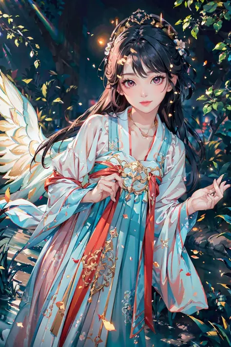 <(best quality, extremery best quality, masterpiece:1.4), (realistic, intricate details:1.4), (photorealistic:1.4), (extremely intricate:1.4), highres, ultra highres, ultra-detailed, absurdres, incredibly absurdres, extremely detailed, high quality, high resolution, hyperrealistic, ultra-realistic, hyper-detailed, top quality, best, fine detail, massive detail, Highly detailed, extreme detailed, highest detailed, high-res, absolutely resolution, reflection, (refraction:1.4), (hyperrealism:1.4)>, BREAK, 1girl, solo, looking at viewer, (young cute beautiful 18-year-old girl:1.4), 3d face, (hand of Guido Daniele:1.4), beautiful girl, Beautiful face, pretty, girlface, kpop idol, supermodel, stunning innocent symmetry face, perfect body, medium breast, slim waist, slim legs, (high detailed skin:1.5), glowing eyes, goddess, natural skin texture, shiny skin, White skin, Beautiful detailed face, detailed face, real skin texture, cute delicate face, finely detailed face, golden ratio, golden ratio face, expressive eyes, perfect face, perfect skin, flawless face, clear face, shiny hair, pale skin, Proper body proportion, perfect anatomy, realistic skin texture, luscious lips, glossy lips, natural makeup, beautiful bright pupils, slender figure, intricate eyes, detailed pupils, detailed face and eyes, longeyelashes, blush, good hand, perfect hands, pretty face, beautiful female bodies, finely detailed skin, oily shiny skin, clean facial features, an extremely delicate and beautiful, cute & girly, beautiful detailed eyes, stars in the eyes, detailed simmetric eyes, perfect smooth skin texture, BREAK, (((((standing, (hanfu, tang style, tang style outfits, pink upper shan, pink chest pleated skirt, red with pink waistband, red pibo:1.4), (smile, Pink hair, Pink eye, long hair, Pink eyelashes, Pink lips, Pink lip colour, Eyes glowing Pink, flat bangs, pink fluffy bunny:1.5), (night, Night time, moon light, sky, landscape, aurora borealis, stars, outdoors, Chinese, Pink fireworks, Sakura tree background:1.4), (lake background, mountains, full moon background, night lake shore, river, forest, chinese style countryard, lanterns, pond, cobblestone pathway, building pavilion, chinese buildings, moutains, misty lake, ancient chinese background, puddle, after the rain, petals falling, wet grass and trees, flower sea, in a meadow, waterfall, breeze, flying splashes, flying petals, leaves, bloom, bloom effect, surrounded by heavy floating petal flow, petal, Pink butterfly, flower, detailed beautiful grassland with petal, flowers, plants, Pink rose, many Pink roses, leaves falling from the tree, dust is drifting, ethereal, scenery, nature, mysterious background:1.4), (iridescent colors, Iridescence, blush, mysterious, fantasy background, fantasy, open mouth:1.2), (fog, wind:1.2), (Luminescent Particles:1.3), (fullbody:1.2), (eye focus, face focus, character focus, close-up face:1.2), (dutch angle, cowboy shot:1.3), colorful refraction)))), BREAK, <watercolor, available light, detailed light, volumetric fog, beautiful lighting, Rembrandt lighting, Cinematic, pixel art, game art, key visual, surreal, PBR Texturing, Anisotropic Filtering, Maximum Clarity And Sharpness, Albedo And Specular Maps, Multi-Layered Textures, Surface Shading, Sub-Pixel Convolution, Sub-Pixel Convolution, Accurate Simulation Of Light-Material Interaction, blurry foreground, broad light, volumetric light effect, matte painting, perfectly defined features, volumetric lighting, Tone Mapping, Lumen Reflections, Global illumination, Ray Tracing, Screen Space Global Illumination, Accent Lighting, 32k, Natural Lighting, volumetric, cinematic masterpiece, Rule of thirds, high dynamic range, Multi-exposure HDR capture, cinematic render, game cg cinematic, atmospheric perspective, scene, epic dynamic frame, motion blur, ((cinematic look, Film look)), rim light, 4k textures, adobe lightroom, photolab, insane details, hyperdetailed, exposure blend, professional color grading, professional color correction, aerial perspective, particles and dust in beams of light, cinematic scene, dynamic lighting, sharp details, lomography, soft focus, light leaks, bold hues, atmospheric depth, (explosive light and shadow:1.2), aesthetics, intricate designs, ultra realistic digital art, (zentangle, mandala, tangle, entangle), (fractal art), elegant, vivid colours, floating particles, particles, dramatic, epic, (ink drawing, oil painting detailed), (dramatic lighting:1.2), RAW, huge filesize, extremery detailed CG, Photo, 8k uhd, cinematic atmosphere, trending on artstation, award-winning glamour photograph, highly detailed photo, official art, beautiful and aesthetic, unity 8k wallpaper, beautiful, highly detailed CG illustration, best illustration, intricate, Amazing, emotional, analog, painting, digital painting, concept art, Oil Painting, illustration, Classical art, Renaissance, Romanticism, Neoclassicism, Color Palette, depth and contrast, Vibrant colors, saturated, rich saturation, color harmony, vivid palette, concept-art, design style, detail character, concept render, colorful, analog photography, dreamy atmosphere, specular highlights, atmospheric lighting, (dynamic angle, dynamic pose :1.3), (shiny, clothes reflecting light, lens flare, bloom effect, light particle, lens glare:1.3), realistic lighting, cinematic light, (cinematic lighting), light in the face, soft lighting, saturated colors, detailed background, sharp focus, 8k high definition, perspective, Master Composition, roughness, post-processing, soft shadows, realistic shadows, ambient occlusion, ray-tracing, subsurface scattering, photon mapping, physically-based rendering, octane rendering, unreal engine 5, ue5 rendering, Adobe After FX, dslr, RTX, Best character details, radiosity, sharp, antialiased, RAW photo, HDR, 8k, 4k, (((Photographed by Roger Deakins, using a RED Monstro 8K VV camera and a series of high-end lenses))), ((Hasselblad photography)), (film grain:1.4), Kodak portra 400, ((Fujifilm X-T5)), professional photograph, depth of field, caustics, Broad lighting, diffuse lighting, rim lighting, two tone lighting, textile details, visible pores, high resolution scan, professionally color graded, photographic reality, automatic white balance, best lighting, detailed shadow, high contrast, strong light and shadow>, (PureErosFace_V1:0.5), (ulzzang-6500:1), <lora:epiNoiseoffset_v3:0.05>, <lora:add_detail:0.1>, <lora:hanfuTang_v35:0.8>, <lora:zhongfenghuaxiyou-000018:0.05>, zhongfenghua