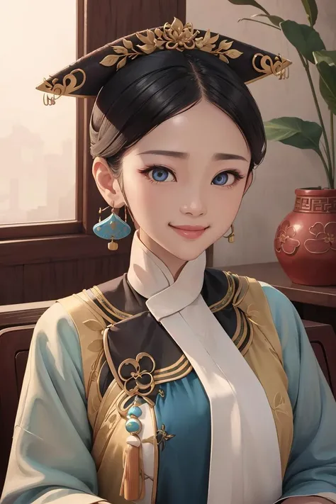 Masterpiece, absurdres,award winning photo, extremely detailed, amazing, fine detail, extremely detailed eyes and face, by lee jeffries nikon d850 film stock photograph 4 kodak portra 400 camera f1.6 lens rich colors hyper realistic lifelike texture dramatic lighting unrealengine trending on artstation cinestill 800 tungsten, smiling qingchao, a woman in a traditional chinese dress poses for a picture , woman wearing a qingchao_dress, (qingchao_haircut, qingchao_scarf,:1.3), <lora:add_detail:0.2> , <lora:shuV2:0.3>, <lora:QingChao:0.9>